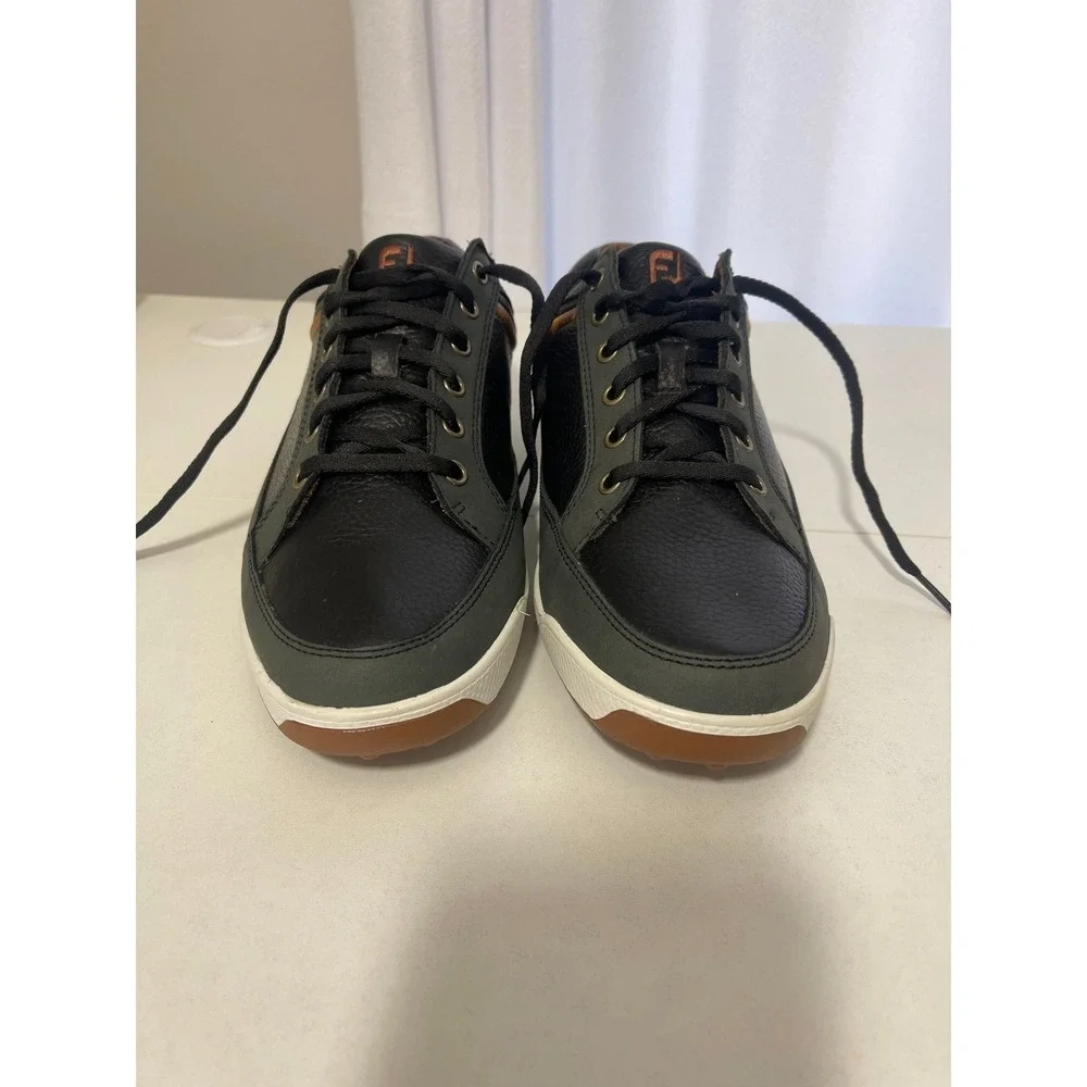 FootJoy Contour Casual Men's Golf Shoes Black Charcoal Leather Spikeless 54363